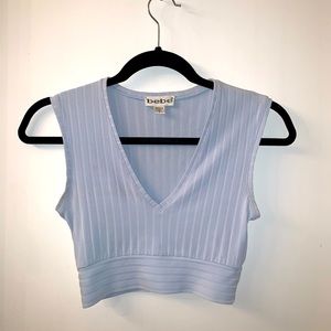 Bebe light blue crop top